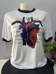 เสื้อยึดพิมพ์ลาย หัวใจ เท่ๆ เสื้อยึดคอกลม ผู้ชาย