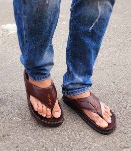 Dép xỏ ngón nam da bò thật 100% NDK kiểu quai kép 02 lớp da bò thiết kế cực kỳ thời trang may đế chắc chắn N.K7X