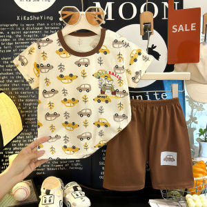 73-130CM Boys Girls Pure Cotton Short-Sleeved Shorts Suit Children Summer Casual T-Shirt+Shorts Pants Suit