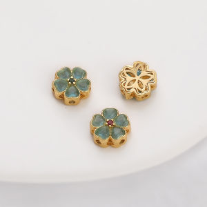 1PC chất lượng cao đồng thau mạ vàng hoa không gian trang sức hạt cho vòng đeo tay vòng cổ tự làm Phụ kiện làm đồ trang sức