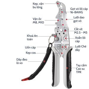 Bộ Kìm Cos Đa Năng Kèm 300 Đầu Cos Thông Dụng 20 chức năng tiện lợi cho Thợ Thi côngsửa chữa Điện - Tùng Thanh Kim Khí