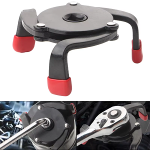 Three-Jaw Oil Change Wrench Compatible Universal Motorcycle Oil Filter Wrench Tool Adjustable One-Way Filter Wrench