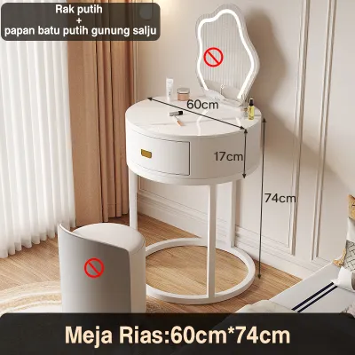 Meja Rias Marmer Batu Sinter dengan lampu LED Cermin Rak kosmetik Minimalis Mewah cbl