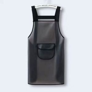 ZENO PVC Tạp dề nhà bếp Không thấm nước Màu đen trong suốt Tạp dề vệ sinh Hộ gia đình Chống dầu Tạp dề làm việc