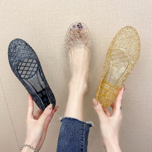 Free Shipping Non-Slip Odor-Resistant Crystal Sandals For Women Suitable For Outdoor Wear Work And Everyday Use Features A Wedge Heel A Closed-Toe Design And A Low Heel Or Flat Sole Making Them Ideal For Middle-Aged And Elderly Women