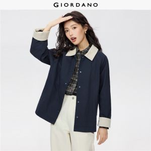 Giordano Women 100% Cotton corduroy patchwork collar jacket Free Shipping 05375686