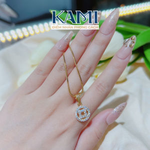 {loại1} Bộ dây chuyền và bông tai hoạ tiết kim tiền gắn đá mini trang sức Kami (giá từng món)