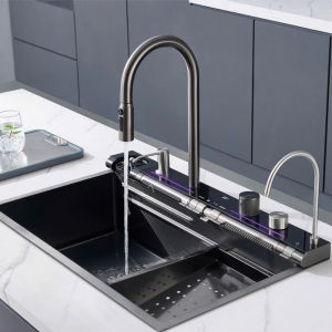 [ Phiên bản cao cấp nhất 7 phím] Chậu rửa bát hiển thị nhiệt độ 7 phím đàn YAMATO bồn rửa chén 7 phím vòi xả thác Inox 304 - Bảo hành 5 năm