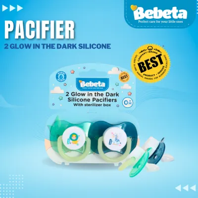 Bebeta Pacifiers Glow in The Dark with Sterilizer & Box 2pcs/pk-Blue