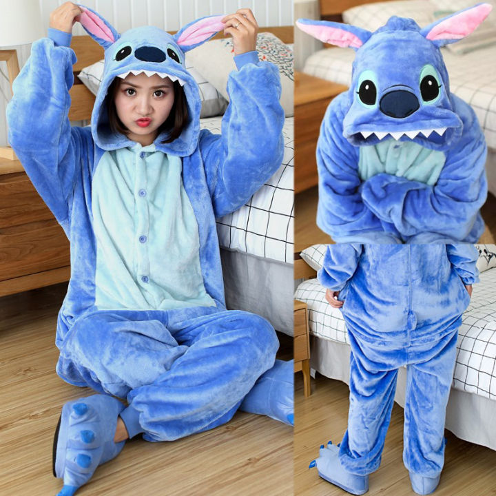 Kigurumi Stitch Pajama Female Animal Onesie Cosplay pyjama Night Sleepwear  Homewear Cartoon Animal Sleepwear【Without Shoes】