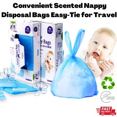 Convenient Scented Nappy Disposal Bags Easy-Tie for Travel 90Pcs