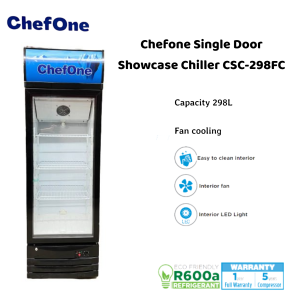 Chefone Single Door Showcase Chiller 298L Fan Cooling Cake Vegetables 5 Year Warranty Good Quality