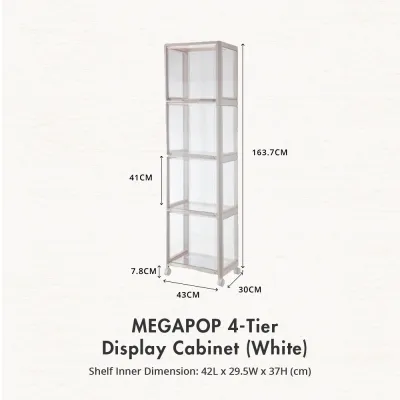 [HOUZE] MEGAPOP Acrylic Display Cabinet With Wheels & LED Lights [2 | 3 | 4 Tiers]