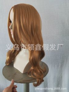 Phim truyền hình Mỹ M3GAN/ Megan cos Tóc giả Megan Tóc giả Tóc dài xoăn rẽ ngôi giữa màu nâu nhạt