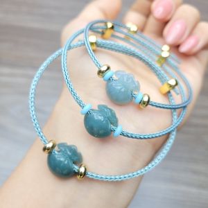 Q396 Vòng túi tiền Lam Ngọc dây cáp ko kén mệnh - Phong Thuỷ TUDO P