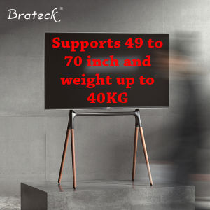 FANTASY E LIFE Brateck High Quality TV Stand Artistic Easel Studio Wood TV Floor Stand With Four Legs supports 49 to 70 inch and weight up to 40KG Solid wood TV rack modern minimalist Nordic style beech four-legged art TV cart walnut color