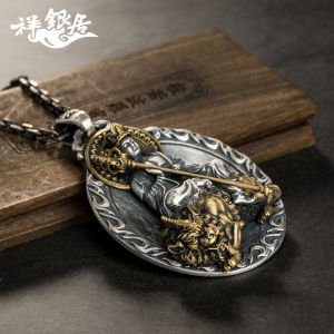 WISH - Ksitigarbha King Bodhisattva Pendant Mens Necklace Retro Plated 925 Silver Buddha Pendant Female Ping An Fu Four Bodhisattva Pendants 地藏菩萨挂件纯银999地藏银项链佛银吊坠银吊菩萨复古足挂绳王坠