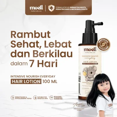 Moell Hair Lotion 100ml Dengan Panax Ginseng Kemiri Biotin - Menumbuhkan & Melebatkan dalam 7 Hari - Fragrance Allergen Free - Perawatan Rambut - Skincare Anak - Skincare Bayi