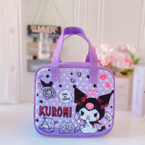 Beg Makan Tengah Hari Comel Sanrio Kuromi Cinnamoroll My Melody Pelajar Beg Makanan Berpenebat Sanrio Kuromi Portable Insulation Plaid Lunch Storage Box Bag Student Tableware 三丽鸥卡通手提保温格子库洛米玉桂狗哈怕狗饭盒包饭盒袋学生餐具收纳包 H080