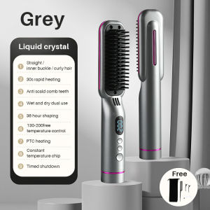 Hair Straightener Comb Newest LCD Digital Display Negative Ion Anti scalding hair curler Negative Ion Hair Straightener Hair Curler Iron 2 in 1 Comb 直板夹 负离子 Anti Scald Hair Brush Sikat Pelurus Rambut