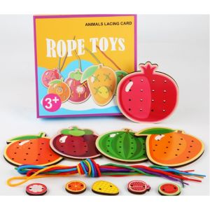 THREADING TOY / Mainan Edukasi Duoqu ANIMAL LACING CARD / DIY ROPE TOYS / Mainan Montessori Toys Meronce / Mainan Belajar Menjahit / Lacing Toys / DIY Menjahit Boneka Kayu