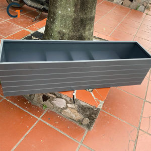 Chậu trồng cây 120x30x30cm composite kẻ chỉ màu xám ghi khổ lớn cao cấp SMART