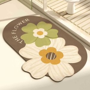 40*60cm Flower Bathroom Floor Mat Anti-slip Door Mat Absorbent Soft Bath Mat Home Decoration