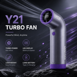 NANATECH Y21 High-Speed Curved Turbo Fan Rechargeable USB Handheld Fan 199 Gear Speed Cooling Fan