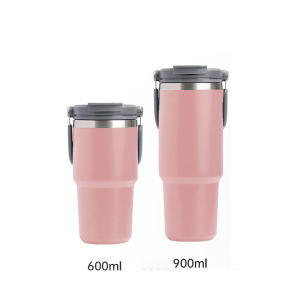 Stainless Steel Handheld Thermos Insulated Vacuum Tumbler Hot Cold Mug Bottle with Straw Handle Botol Air Tahan Panas Sejuk