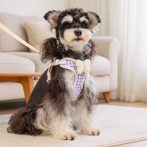 EQUOMT Adjustable Dog Bow Harness Splicing Breathable Dog Cooling Vest Travel Supplies Comfortable Pet Traction Rope Pet Walking Training