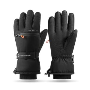 PYA94 Thicken Winter Ski Gloves Plush Solid Color Snowboard Gloves Simple Ultralight Touch Screen Gloves Girls
