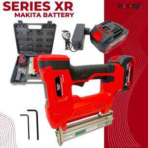 (XR SERIES) THAKITEC เครื่องยิงตะปูไร้สาย 2IN1 ขาเดี่ยวและขาคู่ได้ในเครื่องเดียว แบตลิเธียม XR 21VMAX 1 ก้อน อัพเกรดมอเตอร์ แรงกว่าเดิม แรงวัตต์สูงกว่าเดิม พร้อมกระเป๋าอย่างดี รุ่น TKNXR