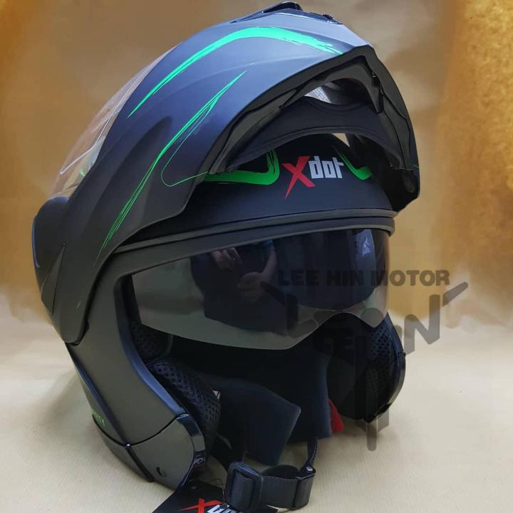 Original X-Dot Flip Up Full Face Double Visor Helmet Xl Size