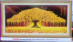 Tranh đính đá Cây kim tiền Giàu sang phú quý (về tự đính) LV326 DD9280