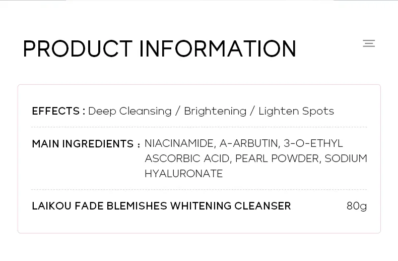 Laikou Whitening Fade Cleanser - 80G