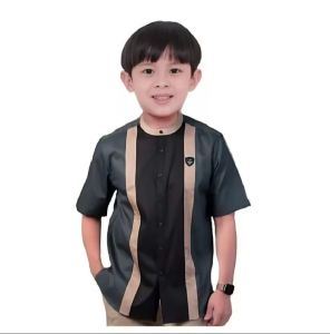 Baju Koko Couple Ayah Dan Anak Laki Laki Harga Terpisah Kemeja Kurta Kerah Mandarin Lengan Pendek Bahan tayobo Seragam