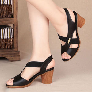 Sandals with Heels Korean Sandals for Women Fashion Leather Sandals for Women