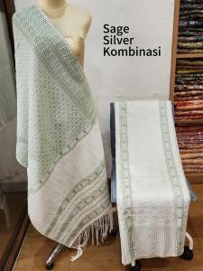 Tumtuman kombinasi kristal mahamajuf2 kain tenun tanpa sambung songket etnik tradisional