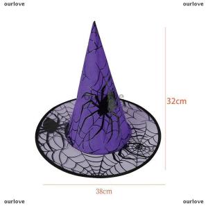 [COD] ourlove Adult Kids Black Witch Hats Masquerade Ribbon Wizard Costume Top Pointed Caps Cosplay Halloween Props Party Decoration