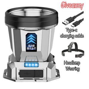 Super Bright Headlamp Upgraded Headlamp Long Range Flashlight Rechargeable Emergency Riding Camping Large Battery