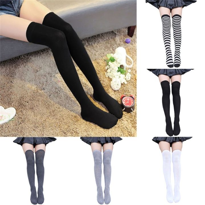 Amario 【hw】womens Over Knee Long Socks Thigh High Stockings Stripe For Ladies Lazada 