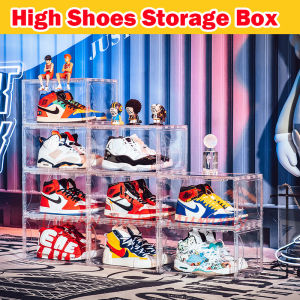 Large Capacity Stackable Magnetic Acrylic Side Open Display Sneakers Shoes Boxes Sneaker Storage Shoe Rack