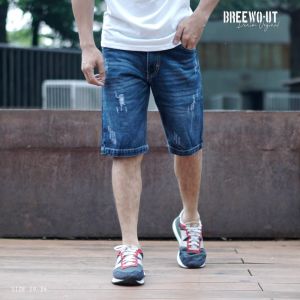 Celana Pendek Ripped Jenas sobek-sobek Pria