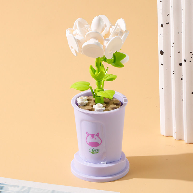 Mini Nano Flower Pot Building Blocks Set Model Table Decor Gift_voghion.com