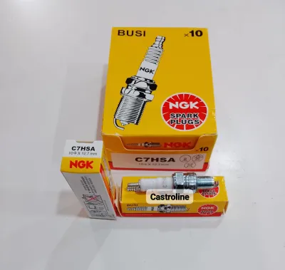 ( NGK ) 10 PCS 1 KOTAK BUSI C7HSA DRAT PENDEK MOTOR GRAND / SUPRA / MIO / SUPRA FIT NEW / SMASH / REVO / MIO J M3 SOUL