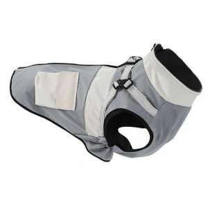 OUTOPEN Waterproof High Collar Dog Jacket Windproof with Harness Winter Dog Coat Fashion with Pocket Dog Cotton Clothes Winter