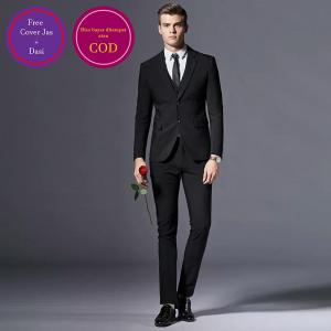 Stelan Jas dan Celana Pria - Jas Pria Formal Elegant - Blazer Resmi - PREMIUM QUALITY - Hitam