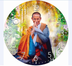 Tranh đồng hồ Thầy Thích Minh Tuệ trang trí nhà ở quán cà phê chủ đề hiện đại ( tặng móc treo và đinh treo)- in hình theo yêu cầu