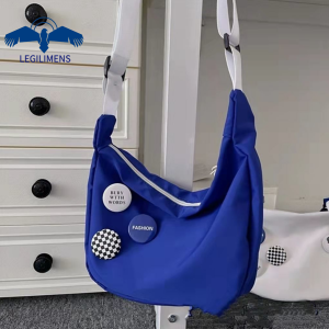 LEGILIMENS Classic Casual Messenger Bag Blue White Black Waterproof Nylon Sling Bag Trendy Young Men and Women Shoulder Bag