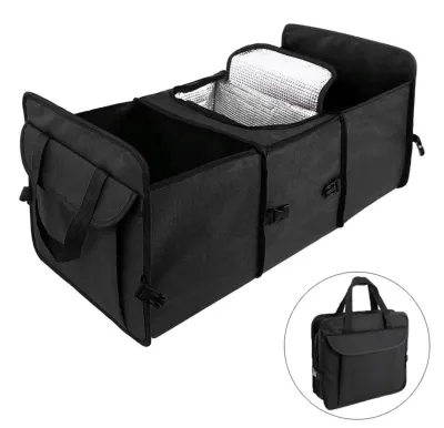 Car Organizer Storage Trunk Box Rear Boot Bonnet Stackable Container Front Back Seat Organiser Pocket Storage Folding Bag Collapsible Fordable Caddy Organizer Holder Multi Compartments Cargo Car Organizer Accessories